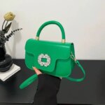 Luxury Mini Top Handle Handbag for Women – Elegant Rhinestone Buckle Crossbody Purse (Pink, Black, Green, White, Orange) - Image 3