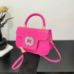 Luxury Mini Top Handle Handbag for Women – Elegant Rhinestone Buckle Crossbody Purse (Pink, Black, Green, White, Orange) - Image 5