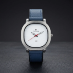Titan Water Resistant Quartz Watch with Leather Strap Square Dial