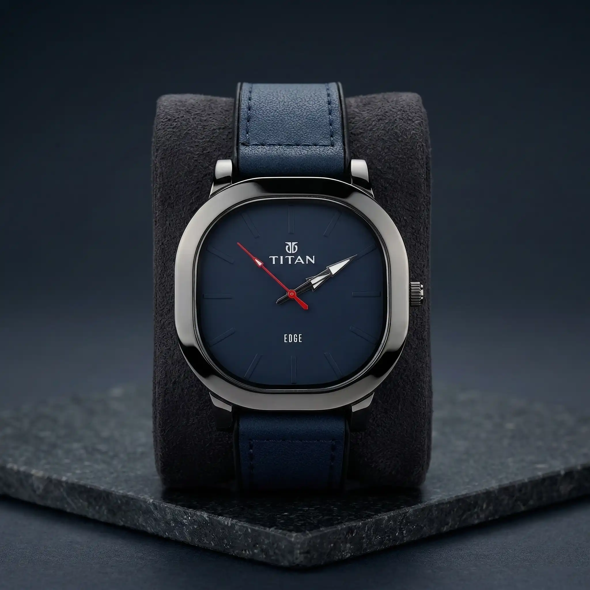 Titan Luxury Water Resistant Analog Quartz Watch with Leather Strap Square Dial