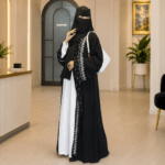 Exclusive Rose Arabian Borka 3-Piece Set - Original Dubai Fabric & Embroidery (Koti, Inner & Hijab) - Image 2