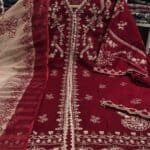 Premium Maroon Cotton Embroidered 3 Piece Suit for Women | Elegant Cotton Salwar Kameez with Embroidered Dupatta
