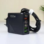160W Super Fast Multi-Port GaN Charger with 6-in-1 Power Delivery & Type-C Cable