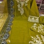 Premium Slav Cotton Embroidered 3 Piece Dress for Women | Boutique Salwar Kameez Set with Dupatta