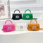 Luxury Mini Top Handle Handbag for Women – Elegant Rhinestone Buckle Crossbody Purse in Pink, Black, Green, White & Orange - Image 2