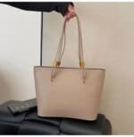 Minimalist Large Tote Bag for Women – Elegant Leather Shoulder Handbag for Work, Office & Everyday Use in Black, Beige & Cream - Image 14