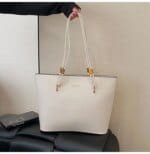 Minimalist Large Tote Bag for Women – Elegant Leather Shoulder Handbag for Work, Office & Everyday Use in Black, Beige & Cream - Image 16
