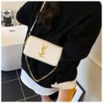 Luxury Patent Leather Chain Clutch Bag for Women – Elegant Mini Shoulder Crossbody Purse with Gold Chain Strap in White,Silver & Pink - Image 11