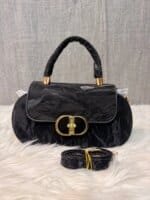 Elegant Mini Top Handle Handbag for Women – Chic Crossbody Purse with Gold Lock Closure in Pink, Green & Beige - Image 16