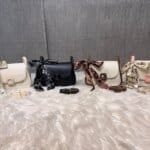 Trendy Mini Crossbody Bag for Women with Silk Scarf – Stylish Flap Shoulder Purse in Cream, Beige & Pink