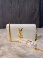 Luxury Patent Leather Chain Clutch Bag for Women – Elegant Mini Shoulder Crossbody Purse with Gold Chain Strap in White,Silver & Pink - Image 4