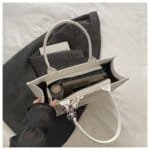 Elegant Floral Pattern Tote Bag with Scarf – Large Capacity Fashion Handbag for Women (Pink, Black, White, Silver) - Image 11