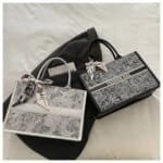 Elegant Floral Pattern Tote Bag with Scarf – Large Capacity Fashion Handbag for Women (Pink, Black, White, Silver) - Image 8