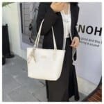 Large Tote Bag with Scarf Detail – Stylish Python Texture Shoulder Bag for Women (Brown, White, Silver, Black) - Image 11