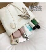 Large Tote Bag with Scarf Detail – Stylish Python Texture Shoulder Bag for Women (Brown, White, Silver, Black) - Image 12