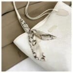 Large Tote Bag with Scarf Detail – Stylish Python Texture Shoulder Bag for Women (Brown, White, Silver, Black) - Image 16