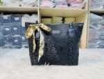 Large Tote Bag with Scarf Detail – Stylish Python Texture Shoulder Bag for Women (Brown, White, Silver, Black) - Image 5