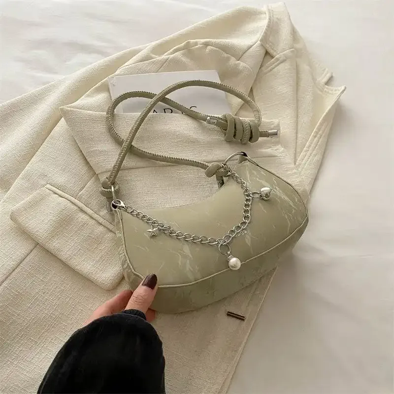 Trendy Mini Shoulder Bag with Chain Detail – Cute Y2K Style Handbag for Women (Black, Green, White) - Image 11