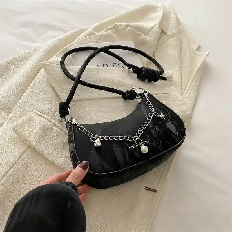 Trendy Mini Shoulder Bag with Chain Detail – Cute Y2K Style Handbag for Women (Black, Green, White) - Image 9