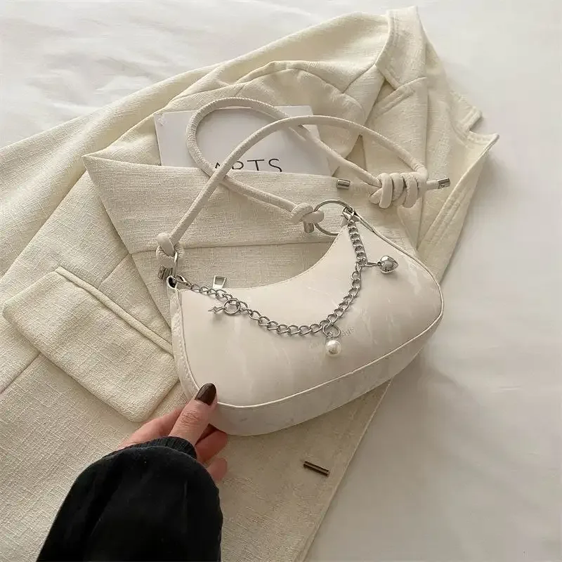 Trendy Mini Shoulder Bag with Chain Detail – Cute Y2K Style Handbag for Women (Black, Green, White) - Image 10
