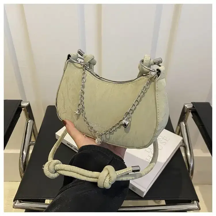 Trendy Mini Shoulder Bag with Chain Detail – Cute Y2K Style Handbag for Women (Black, Green, White) - Image 6