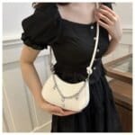 Trendy Mini Shoulder Bag with Chain Detail – Cute Y2K Style Handbag for Women (Black, Green, White) - Image 15