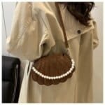 Trendy Shell Shape Pearl Handbag for Women – Stylish Crossbody & Shoulder Bag (Pink, Brown, Cream, Black) - Image 17