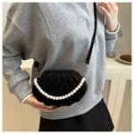 Trendy Shell Shape Pearl Handbag for Women – Stylish Crossbody & Shoulder Bag (Pink, Brown, Cream, Black) - Image 15