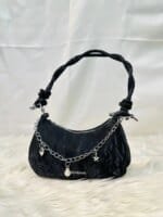 Trendy Mini Shoulder Bag with Chain Detail – Cute Y2K Style Handbag for Women (Black, Green, White) - Image 2