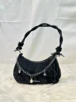 Trendy Mini Shoulder Bag with Chain Detail – Cute Y2K Style Handbag for Women (Black, Green, White) - Image 2