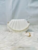 Elegant Shell Shape Pearl Handbag for Women – Trendy Crossbody & Shoulder Bag (Blue, White, Pink, Ash) - Image 4