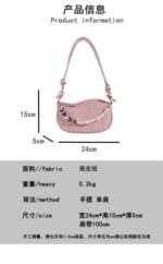 Elegant Mini Shoulder Bag with Pearl Chain – Trendy Women’s Handbag (White, Pink, Black, Ash) - Image 15