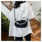 Elegant Mini Shoulder Bag with Pearl Chain – Trendy Women’s Handbag (White, Pink, Black, Ash) - Image 7