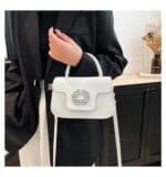 Luxury Mini Top Handle Handbag for Women – Elegant Rhinestone Buckle Crossbody Purse in Pink, Black, Green, White & Orange - Image 9