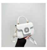 Luxury Mini Top Handle Handbag for Women – Elegant Rhinestone Buckle Crossbody Purse in Pink, Black, Green, White & Orange - Image 13