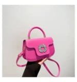 Luxury Mini Top Handle Handbag for Women – Elegant Rhinestone Buckle Crossbody Purse in Pink, Black, Green, White & Orange - Image 15