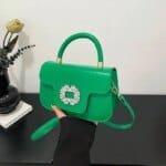 Luxury Mini Top Handle Handbag for Women – Elegant Rhinestone Buckle Crossbody Purse in Pink, Black, Green, White & Orange - Image 3