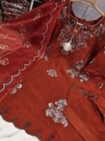 Premium Greem Cotton Embroidered 3 Piece Suit for Women | Floral Embroidery Salwar Kameez with Matching Dupatta - Image 2