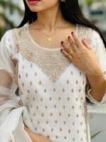 Women's Premium White Embroidered Salwar Kameez Set with Dupatta | Elegant Party Wear Pakistani Style Dress - Image 5