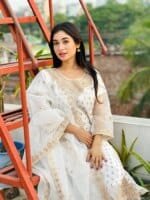 Women's Premium White Embroidered Salwar Kameez Set with Dupatta | Elegant Party Wear Pakistani Style Dress - Image 3