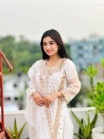 Women's Premium White Embroidered Salwar Kameez Set with Dupatta | Elegant Party Wear Pakistani Style Dress