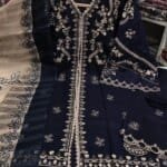 Premium Navy Blue Cotton Embroidered 3 Piece Suit for Women | Elegant Cotton Salwar Kameez with Embroidered Dupatta