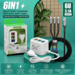 6-in-1 Charging Solution: 6U Multi-Port Charger with 3-in-1 Fast Cable - Image 2