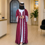 Exclusive Rose Arabian Borka 3-Piece Set - Original Dubai Fabric & Embroidery (Koti, Inner & Hijab)