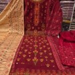 Boutique Mustard Cinigura Cotton 3 Piece Dress for Women | Premium Embroidered Salwar Kameez Set with Printed Dupatta