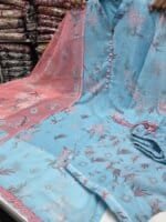 Premium Sky Blue White Gold Georgette 3 Piece Suit for Women | Digital Print Salwar Kameez with Designer Dupatta - Image 4