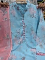 Premium Sky Blue White Gold Georgette 3 Piece Suit for Women | Digital Print Salwar Kameez with Designer Dupatta - Image 2