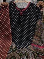 Premium Black White Gold Georgette 3 Piece Suit for Women | Polka Dot Printed Salwar Kameez with Designer Dupatta - Image 2