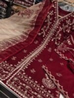 Premium Maroon Cotton Embroidered 3 Piece Suit for Women | Elegant Cotton Salwar Kameez with Embroidered Dupatta - Image 4