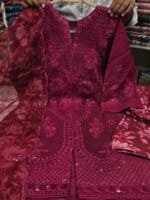 Premium Golden Embroidered 3 Piece Suit | Luxury Sequins Work Salwar Kameez for Women - Image 5